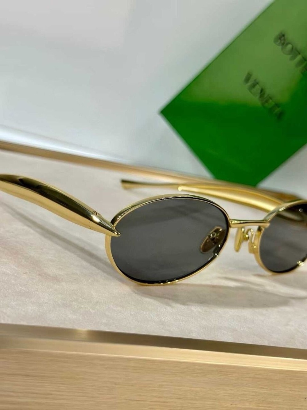 NEW Gold Frame Black Lens Oval Sunglasses for Men